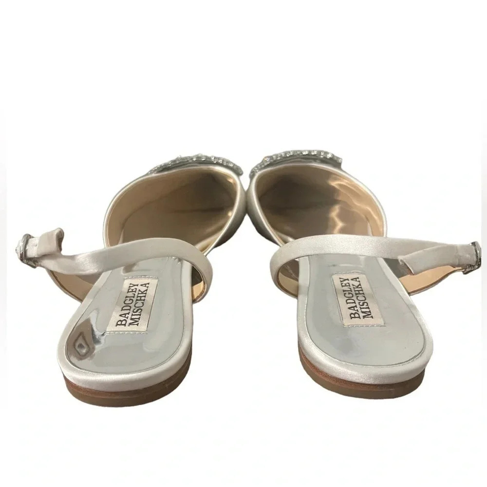 Badgley Mischka Ivory Crystal Embellished Pointed Slingback Flats - Picture 5 of 5